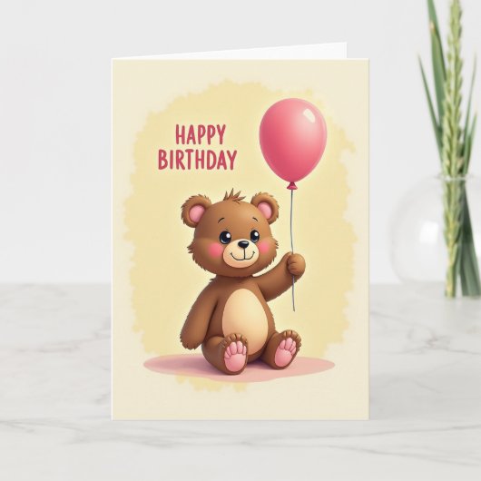 Carte d'anniversaire Ballon Ours Doux (Devant)