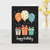 Carte d'anniversaire Ballons à pois (Fleur jaune)