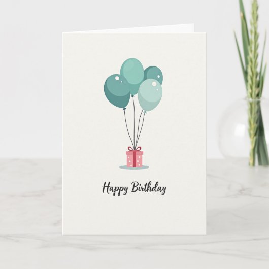 Carte d'anniversaire Ballons Aqua (Devant)