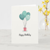 Carte d'anniversaire Ballons Aqua (Fleur jaune)