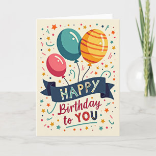 Carte d'anniversaire Ballons Confettis