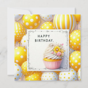 carte d'anniversaire ballons jaunes 