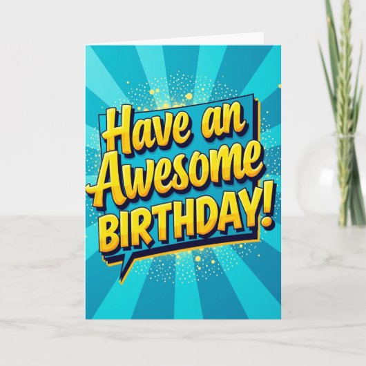 Carte d'anniversaire Bannière Bleue Festive (Devant)