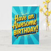 Carte d'anniversaire Bannière Bleue Festive (Fleur jaune)