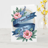 Carte d'anniversaire bannière de luxe (Fleur jaune)