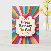 Carte d'anniversaire Bannière Gravée (Fleur jaune)