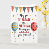 Carte d'anniversaire bariolée (Fleur jaune)