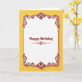 Carte d'anniversaire Baroque Doré (Fleur jaune)