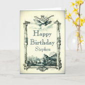 Carte d'anniversaire baroque vintage (Fleur jaune)