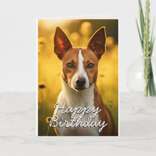 Carte d'anniversaire Basenji personnalisée