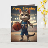 Carte d'anniversaire "Basketball avec côté de la C (Fleur jaune)