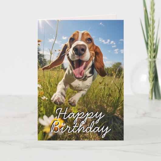 Carte d'anniversaire Basset Hound personnalisée (Devant)