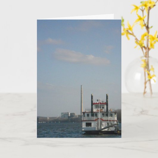 Carte d'anniversaire "Bateau à roue à aubes de Sti (Fleur jaune)