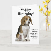 Carte d'anniversaire beagle (Fleur jaune)