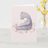 Carte d'anniversaire "Bear & Bunny je t'aime" (Fleur jaune)