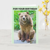 CARTE D'ANNIVERSAIRE BEAR HUG OURS BRUN (Fleur jaune)