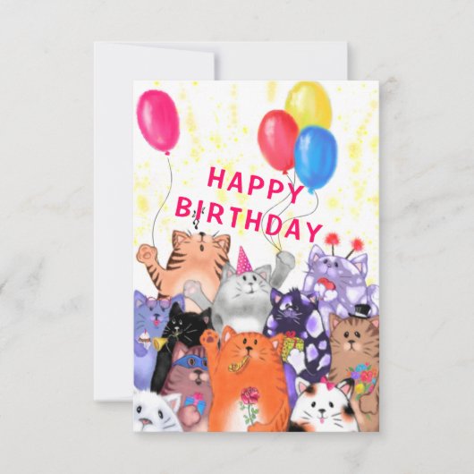 Carte d'anniversaire bébé avec Happy Cats Party (Devant)