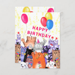 Carte d'anniversaire bébé avec Happy Cats Party