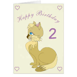 Carte d'anniversaire bébé chat bleu teint - Person