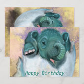 Carte d'anniversaire bébé Écouter des éléphants de (Devant / Derrière)