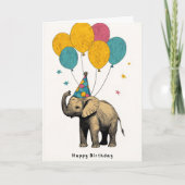 Carte d'anniversaire bébé éléphant avec "Joyeux an (Devant)