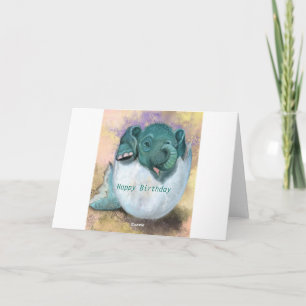 Carte d'anniversaire Bébé Eléphant éclosion de l'o
