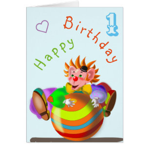 Carte d'anniversaire bébé Happy Clown - Personnali