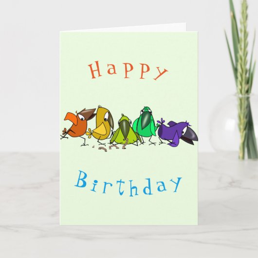 Carte d'anniversaire bébé Oiseaux colorés - Amusan (Devant)