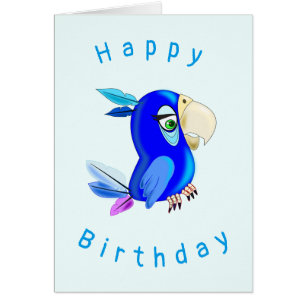 Carte d'anniversaire bébé Parrot bleu