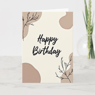 Carte d'anniversaire beige élégante