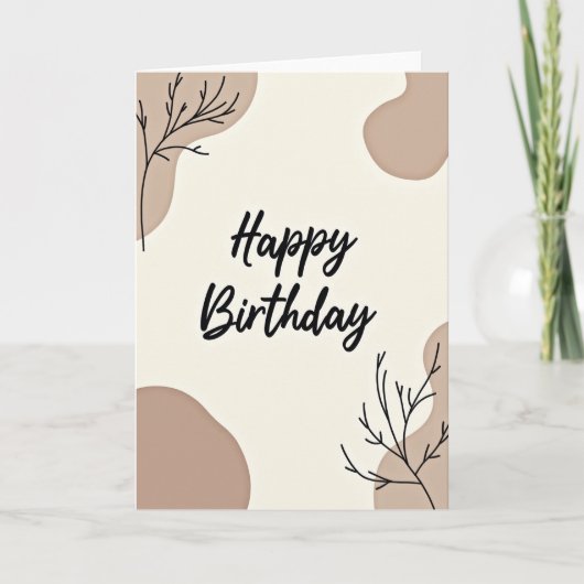 Carte d'anniversaire beige élégante (Devant)