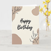 Carte d'anniversaire beige élégante (Fleur jaune)