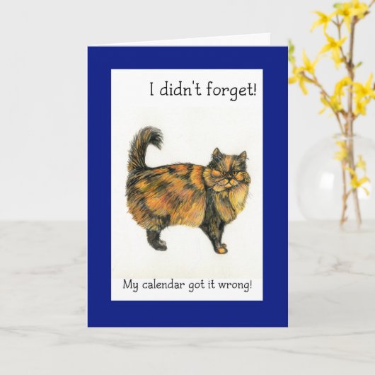 Carte d'anniversaire Belge - Tabby Chat Brown Long (Fleur jaune)