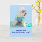 Carte d'anniversaire Bichon Frise (Fleur jaune)