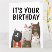 CARTE D'ANNIVERSAIRE BIEN AMOUREUX DES CHATS (Fleur jaune)