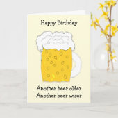 Carte d'anniversaire bière humoristique (Fleur jaune)