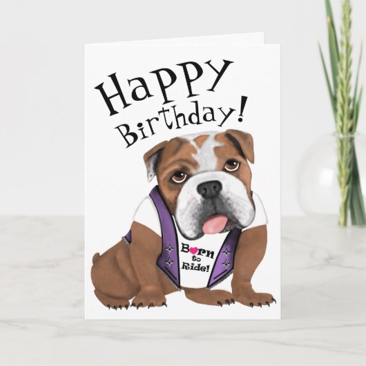 Carte d'anniversaire Biker Bulldog *Personnalisez- (Devant)