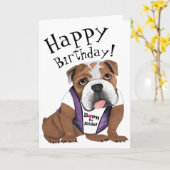 Carte d'anniversaire Biker Bulldog *Personnalisez- (Fleur jaune)