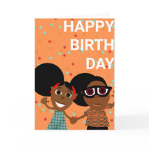 Carte d'anniversaire Bino and Fino Orange Confetti