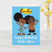 Carte d'anniversaire Bino et Fino sur mesure (Fleur jaune)