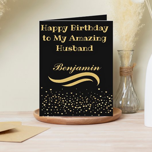 Carte d'anniversaire Black and Gold Husthday moder