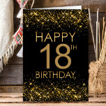 Carte d'anniversaire Black Gold 18th<br><div class="desc">Cette carte de 18ème anniversaire en noir et or est parfaite pour donner des voeux d'anniversaire lors de leur journée spéciale.</div>