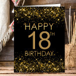 Carte d'anniversaire Black Gold 18th<br><div class="desc">Cette carte de 18ème anniversaire est une façon parfaite d'étendre vos salutations. Ajoutez une touche personnelle en incluant votre photo préférée sur le dos.</div>