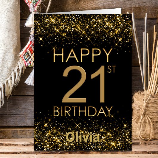 Carte d'anniversaire Black Gold 21st