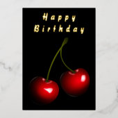 Carte d'anniversaire Black Gold Foil avec Red Cher (Recto)
