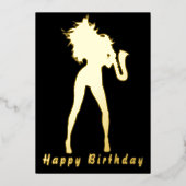 Carte d'anniversaire Black Gold Foil avec Saxo Mus (Recto)