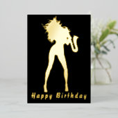 Carte d'anniversaire Black Gold Foil avec Saxo Mus (Debout devant)