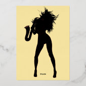 Carte d'anniversaire Black Gold Foil avec Saxo Mus (Verso)