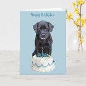 Carte d'anniversaire Black Lab - Carte d'anniversa (Fleur jaune)