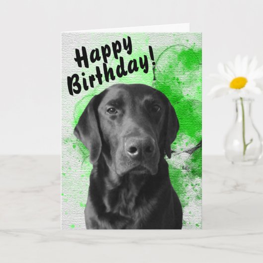 Carte d'anniversaire Black Lab personnalisable Gre (Petite plante)